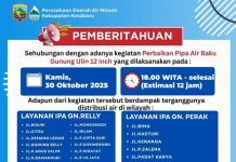 Petang ini Air Leding di Gunung Relly dan Gunung Perak Kotabaru Bakal Mati 12 Jam