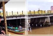 BREAKING NEWS! Bayi Terlempar ke Sungai Martapura Usai Kelotok Tabrak Warung di Bawah Jembatan Mitra Plaza Banjarmasin