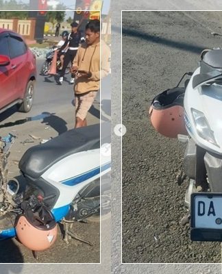 HEBOH! Kecelakaan Maut di Depan Kantor Brimob Batulicin, Mobil vs Motor Hancur Bagian Depan