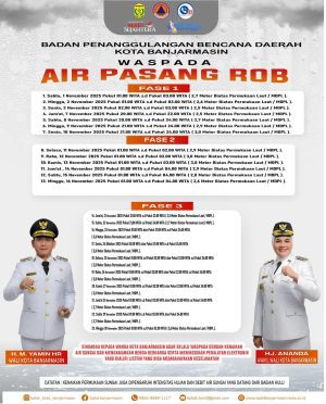 BPBD Kota Banjarmasin : Banjir Rob Mulai Jam 8 Malam