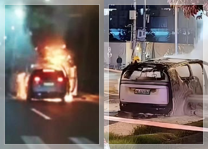MOBIL LISTRIK TERBAKAR DI JALAN TOL CHINA2