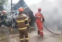 Mobil dan Rumah Terbakar di Jalan Karanggan I