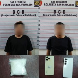 Unit Reskrim Polsek Banjarmasin Selatan Bekuk Dua Pelaku dengan Barang Bukti Sabu Hampir 50 Gram