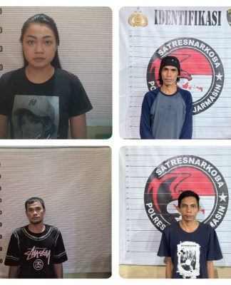 Simpan 2 Paket Sabu, Empat Terduga Pengedar Narkotika di Banjarmasin Diringkus Polisi