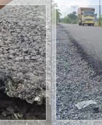 Sopir Truk Bongkar Kualitas Aspal Baru di Kotabaru yang Mudah Terkelupas, Warganet Ikut Geram