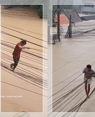 MENGERIKAN! Warga Bangkok Nekat Seberangi Kabel Listrik Demi Selamat dari Banjir, 8 Orang Dikabarkan Tewas
