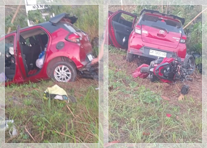 Kecelakaan di Jalan Gubernur Syarkawi Banjar, Mobil Merah Tabrak Motor, Korban Dievakuasi ke RSISA