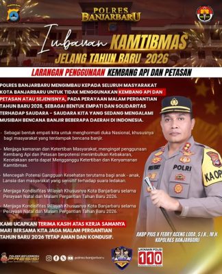 Warga Banjarbaru Dilarang Nyalakan Petasan dan Kembang Api di Malam Tahun Baru