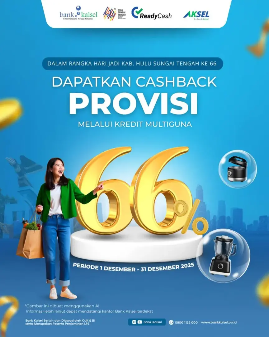 Meriahkan Hari Jadi ke 66 HST, Bank Kalsel Tawarkan Cashback Provisi 66% Kredit Multiguna Khusus ASN dan Pensiunan