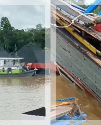 Kapal Penumpang Tersenggol Tongkang Batu Bara di Sungai Barsel, Penumpang Panik dan Netizen Heboh!