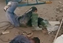 Laka Kerja di Jalan Pramuka Banjarmasin, Dua Pekerja Terkapar