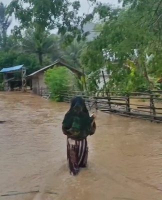 Sungai Nateh Batang Alai Timur Sempat Meluap, BPBD HST Masih Lakukan Pemantauan