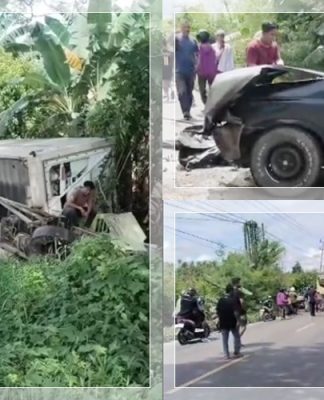 Detik-Detik Laka Maut Pikap vs Truk di Sungai Raya HSS Terekam Video, Sopir Sempat Terjepit