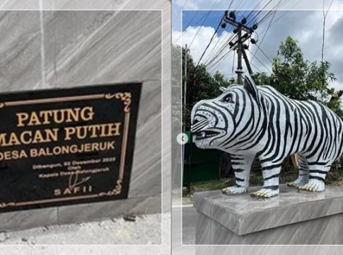 VIRAL! Patung Macan Putih Tak Sesuai Ekspektasi, Kades Tegaskan Bukan Dana Desa, Tapi dari Uang Pribadi