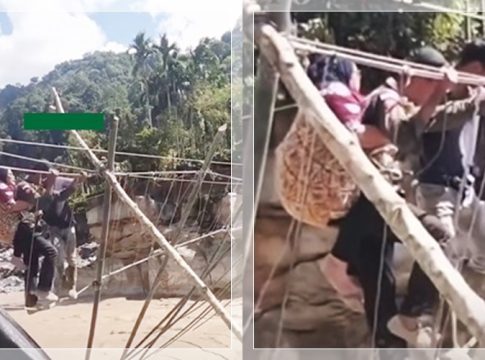 VIRAL MENGIRIS HATI! Anak Gendong Ibu Lewati Jembatan Tali Darurat Pasca Banjir Bandang Sumatera