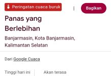 Waspada Cuaca Panas Berlebihan di Kalsel, Suhu Terasa Seperti 36 Derajat