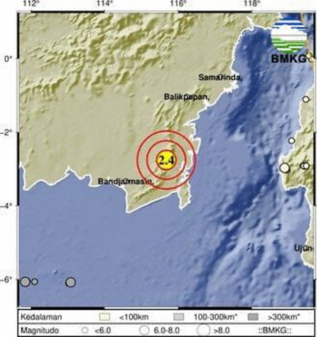 Gempa 2,4 Magnitudo di Tenggara HST