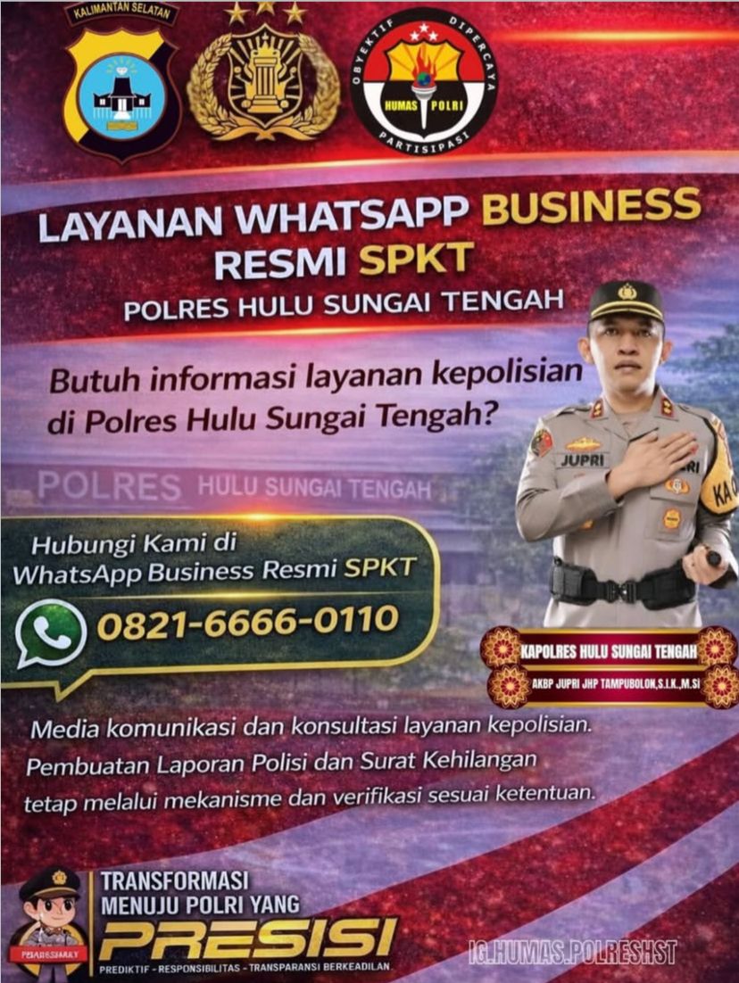 Warga Bisa Lapor Gangguan Keamanan, Polres HST Resmikan Layanan WhatsApp Business SPKT