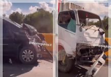 BREAKING NEWS! Detik-Detik Tabrakan Dua Mobil di Jembatan Tumbang Nusa, Lalu Lintas Sempat Lumpuh