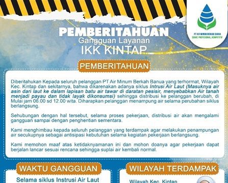 Air Tanah Payau, PTAM Berkah Banua Ubah Waktu Distribusi Air Leding di Kintap