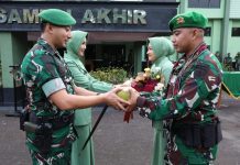 Yonif 621/Manuntung Sambut Wakil Komandan dan Dua Perwira Baru