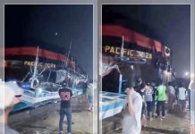 BREAKING NEWS! Dihantam Angin Kencang, Tongkang Tabrak Kapal di Dermaga Perikanan Banjar Raya