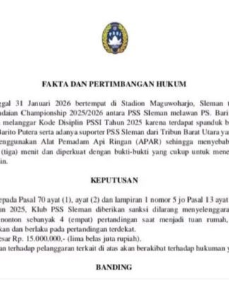 Spanduk 'Umpatan' pada Barito Putera, PSS Sleman Dikenai Sanksi 4 Laga Tanpa Penonton?