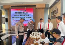 177 Personel Polres Tanah Bumbu Ikuti Tes Urine