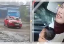 DETIK-DETIK Menegangkan, Ibu dan Bayi Selamat usai Mobil Tertimpa Seng Terbang Saat Badai Kencang