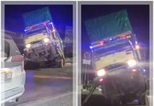 VIRAL! Truk ‘Jumping’ di Jembatan Yos Sudarso Banjarmasin, Diduga Kelebihan Muatan