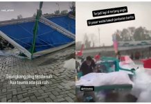 Tenda Pedagang Pasar Wadai Bawah Jembatan Barito Kembali Diterjang Angin Kencang