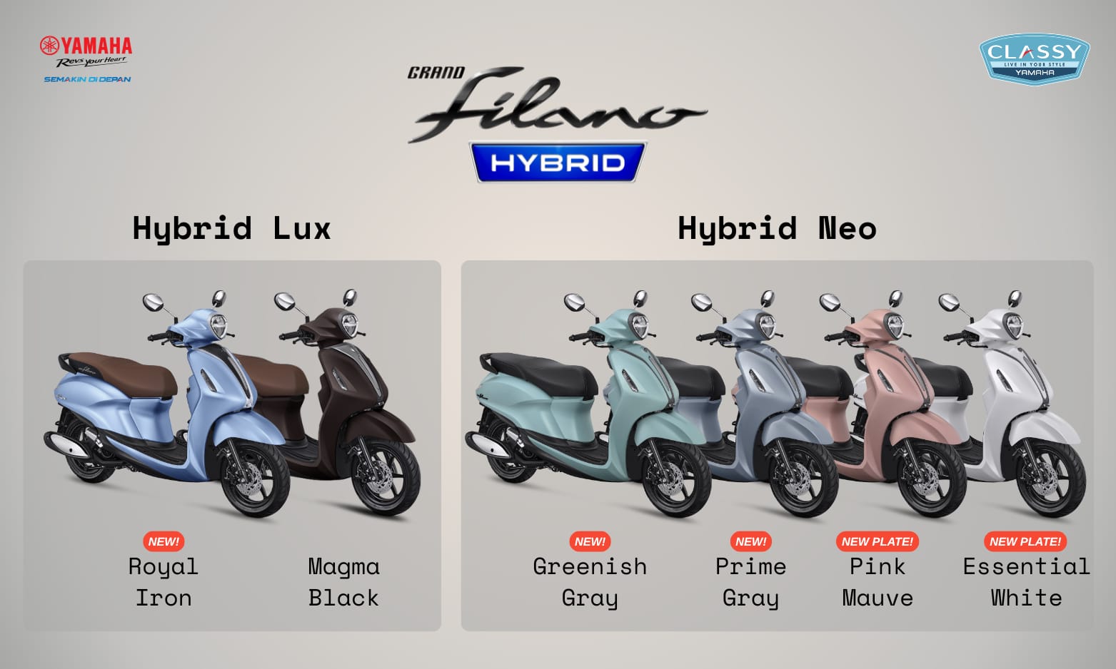 Grand Filano Hybrid Tampil Makin Kalcer, Yamaha Rilis Warna Terbaru yang Stylish untuk Anak Muda 2026