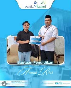 Ahmad Rifa'i Senang Dapat Bantuan Pendidikan dari UPZ Bank Kalsel