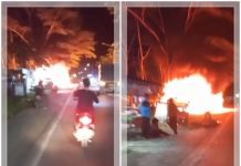 Warung Ludes Terbakar di Jalan Bypass Mali-Mali Martapura, Api Berkobar Rabu Malam
