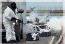 BAK FILM ACTION! Geng Bertopeng Ledakkan Mobil Pengangkut Uang di Jalan Tol Italia Selatan, Pelaku Bawa Kabur Rp46 Miliar
