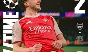 Arsenal Singkirkan Leverkusen, Gol Spektakuler Eze dan Rice Bawa The Gunners ke Perempat Final