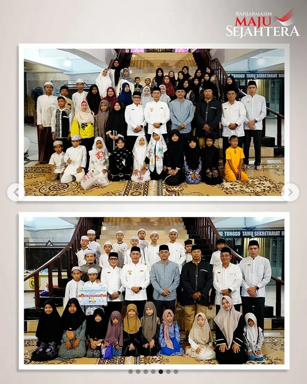 Semarakkan Bulan Ramadhan, Walikota Banjarmasin Serahkan Bantuan Sarung dari Bank Kalsel ke Anak-anak Panti Asuhan