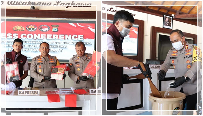 Polres Tanah Laut secara resmi memusnahkan ratusan gram barang bukti sabu0