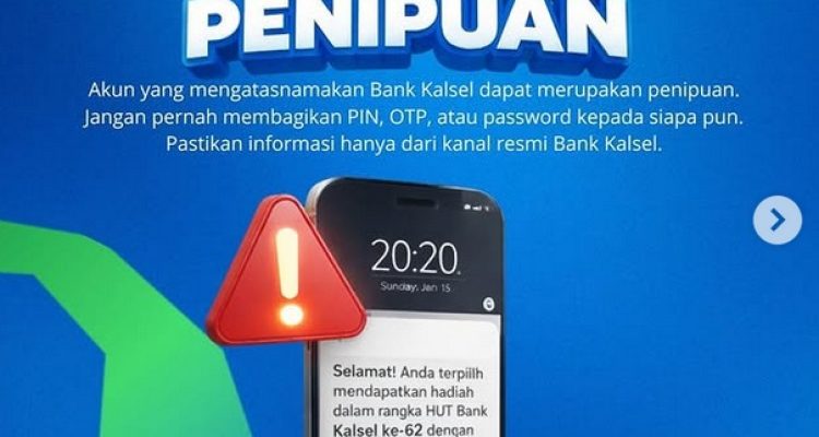 Bank Kalsel Peringatkan Nasabah Waspada Aksi Penipuan Atasnamakan Bank Kalsel Jelang Idul Fitri