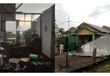 Angin Puting Hancurkan Rumah Warga dan Tenggelamkan Kandang Ayam di Sungai Tabuk