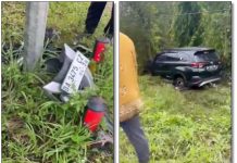 DETIK-DETIK Kecelakaan Mengerikan di Liang Anggang Banjarbaru, Motor Hancur Lebur Usai Tabrakan dengan Mobil