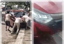 Detik-Detik Mobil Tiba-Tiba Naik Trotoar di Anjir KM 25 Batola, Bikin Warga Kaget!
