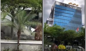 VIRAL! Mobil Terbakar di Halaman Parkir Bank Mandiri Banjarmasin