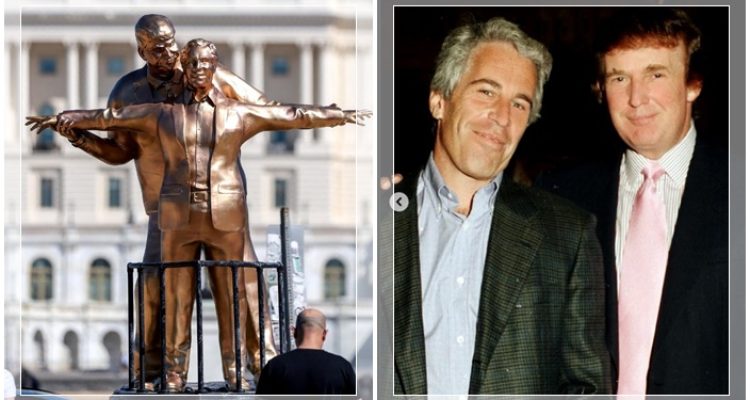 VIRAL di Washington DC! Patung Mesra Donald Trump–Jeffrey Epstein Bergaya Titanic Muncul di National Mall