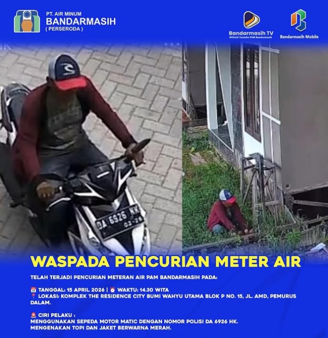 Aksi Pencurian Meteran Air di Banjarmasin Selatan Terekam Kamera, PAM Bandarmasih Posting Ciri-ciri Pelakunya