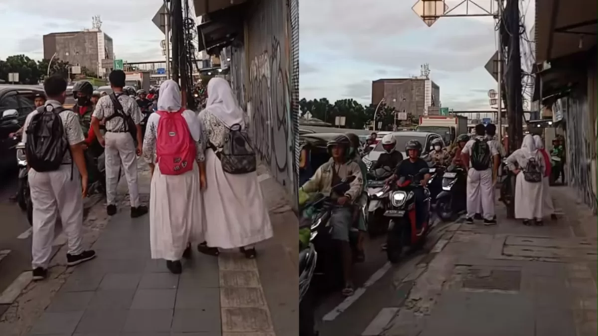Sekelompok Siswa SMP Teriaki Pemotor Lewat Trotoar, Warganet Puji Keberaniannya saat Menegur