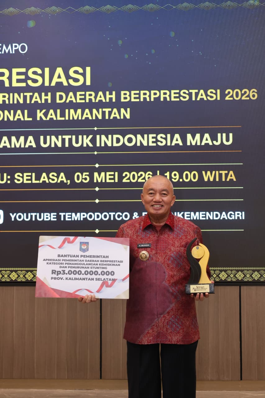 Sukses Tanggulangi Kemiskinan dan Turunkan Stunting di Kalsel, Gubernur Muhidin Raih Penghargaan dari Kemendagri