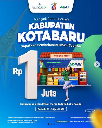 Meriahkan Hari Jadi ke 76 Kabupaten Kotabaru, Bank Kalsel Bagi-bagi Voucher Belanja dan Pembebasan Blokir Rp 1.000.000