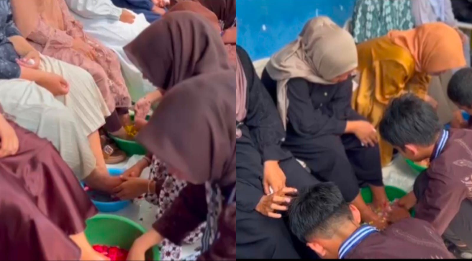Para Pelajar Berderai Air Mata Saat Cuci Kaki Orang Tua di Acara Perpisahan SMPN 1 Upau Tabalong