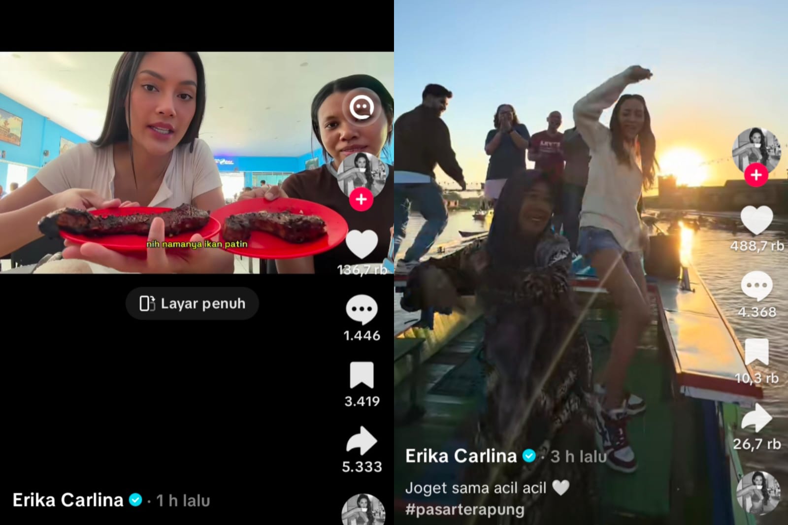 Erika Carlina Joget Bareng Acil-acil Pasar Terapung Hingga Santap Patin Bakar di Banjarmasin